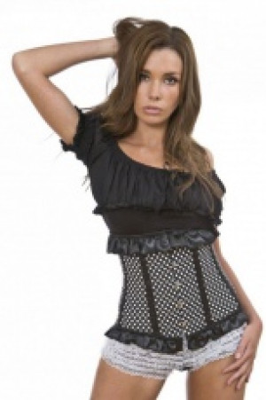  Pinup underbust waist training corset in polka dot & black satin Burleska pinup-underbust-corset-polkadot-black-satin /  /   /  / -  