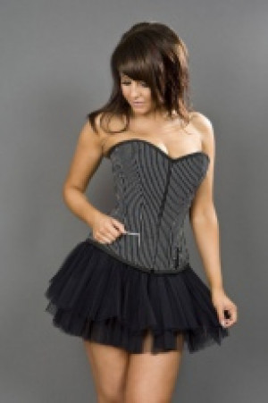  Punk overbust black and white striped corset Burleska punk-overbust-corset-white-stripe /   / -  