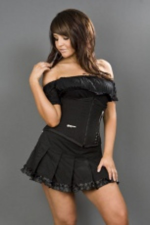  Punk rock underbust corset with zip in black twill Burleska punk-underbust-corset-black-twill /   / -  