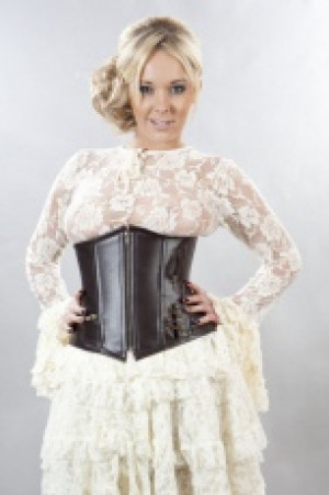 Корсет Punk underbust corset with zip in brown matte vinyl Burleska punk-underbust-corset-brown-matte - маленькая картинка
