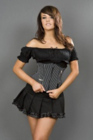  Punk black and white striped underbust corset Burleska punk-underbust-corset-white-stripe /   / -  