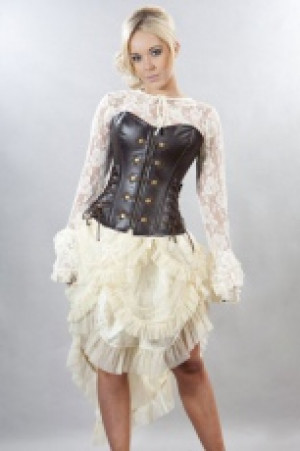 Rock overbust corset in brown matte vinyl Burleska rock-overbust-corset-brown-matte /   / -  