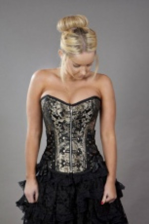  Rock overbust corset with studs in gold king brocade Burleska rock-overbust-corset-gold-king /   / -  