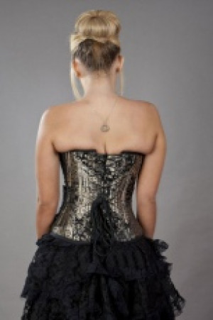  Rock overbust corset with studs in gold king brocade /   -  1
