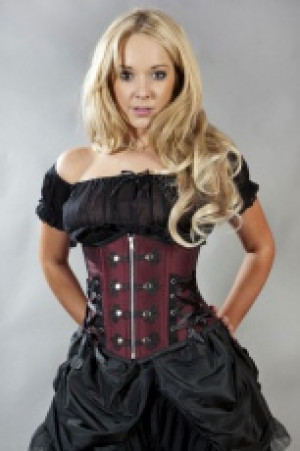  Rock underbust waist cincher corset in burgundy taffeta Burleska rock-underbust-corset-burgundy-taffeta /   / -  