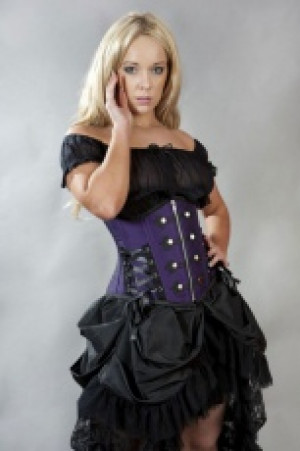  Rock underbust waist cincher corset in purple taffeta Burleska rock-underbust-corset-purple-taffeta /   / -  