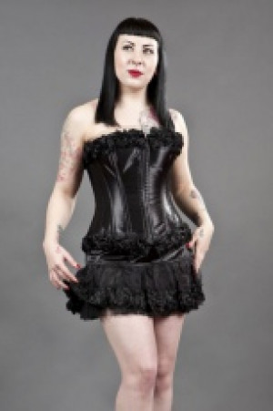  Rose burlesque mini skirt with black rose trim Burleska rose-mini-black -  