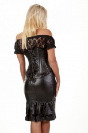  Ruby knee length faux leather pencil skirt in matte black -  1