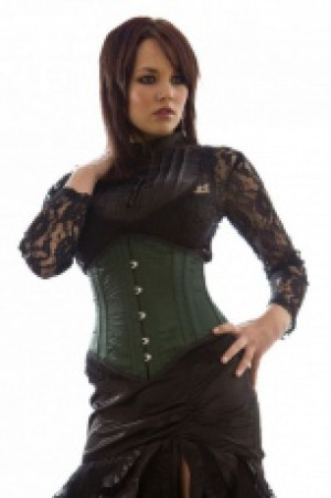  Sexy waspie waist cincher in green satin Burleska sexy-waspie-green-satin -  