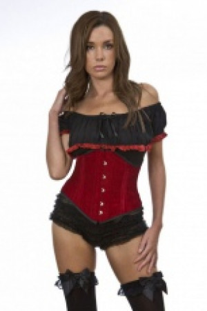  Sexy waspie waist cincher in red velvet Burleska sexy-waspie-red-velvet -  
