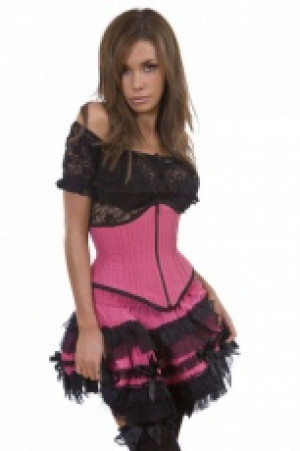  Sexy waspie waist cincher with zip in neon pink pinstripe Burleska sexy-waspie-zip-neon-pink-pinstripe -  