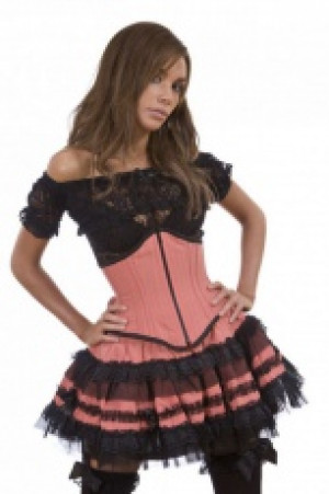  Sexy waspie waist cincher with zip in pink pinstripe Burleska sexy-waspie-zip-pink-pinstripe -  