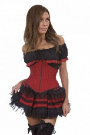  Sexy waspie waist cincher with zip in red pinstripe Burleska sexy-waspie-zip-red-pinstripe -  