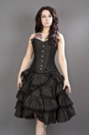  Sophia knee length burlesque skirt in black taffeta Burleska sophia-knee-black -  