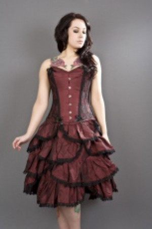  Sophia knee length burlesque skirt in burgundy taffeta Burleska sophia-knee-burgundy -  