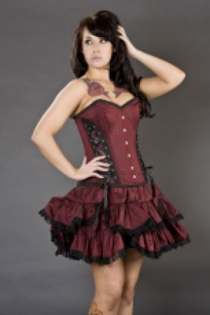  Sophia mini burlesque skirt in burgundy taffeta Burleska sophia-mini-burgundy -  