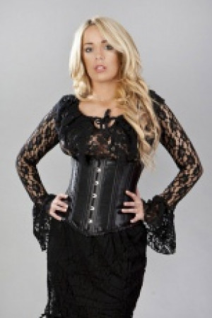  Sophisticated double steel boned underbust corset in black satin Burleska sophisticated-ub-black-satin -  