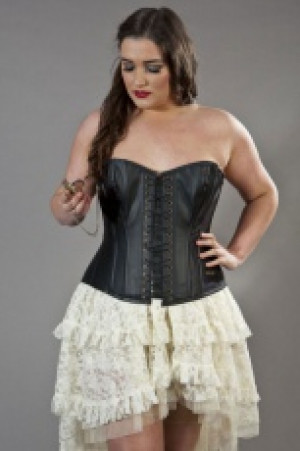  Steampunk overbust plus size corset in black matte vinyl Burleska steampunk-overbust-corset-black-matte-plus -  