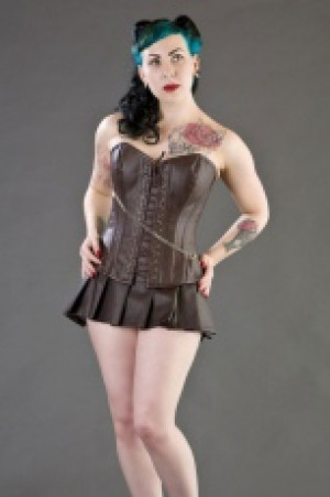  Steampunk overbust corset in brown matte vinyl Burleska steampunk-overbust-corset-brown-matte -  