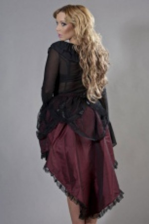  Suzanna knee length burlesque skirt in burgundy taffeta -  1