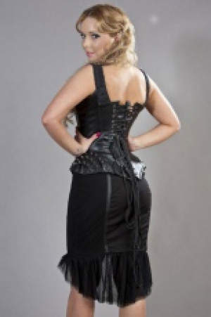 Корсет Takara overbust corset with straps in black matte vinyl and silver spikes - Изображение 1