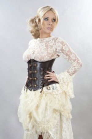  Tasha long sleeve victorian vintage top in cream lace Burleska tasha-top-cream-lace -  