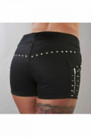  Thora gothic hot pants in black twill Burleska thora-hotpants-black-twill -  