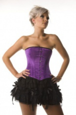  Traditional overbust straight cut corset in purple satin Burleska traditional-overbust-corset-purple-satin -  