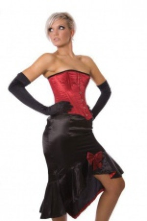  Traditional overbust straight cut corset in red satin Burleska traditional-overbust-corset-red-satin -  