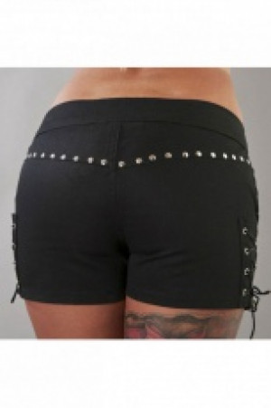  Ulva punk rock hot pants in black twill /   -  1