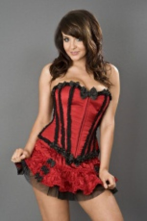  Valentine overbust burlesque corset in satin Burleska valentine-overbust-corset-satin -  