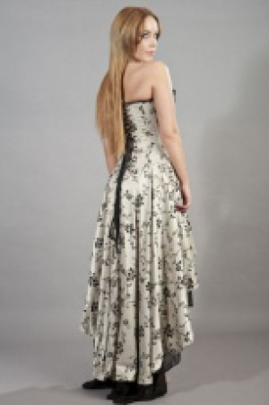  Valerie maxi corset dress in cream satin flock -  1