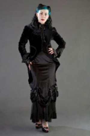  Vanity gothic victorian long skirt in black velvet Burleska vanity-long-skirt-black-velvet -  