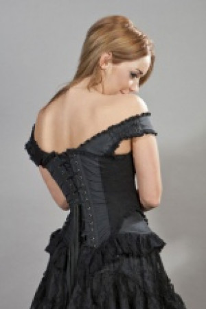  Venice burlesque overbust corset in black taffeta -  1