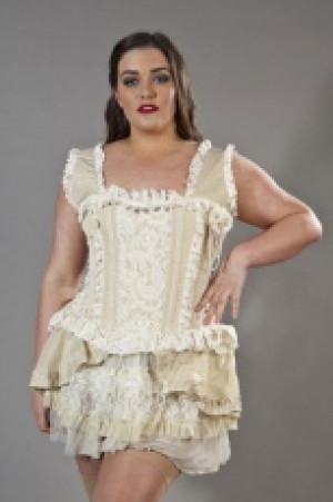  Venice overbust plus size corset with straps in cream taffeta Burleska venice-overbust-corset-cream-taffeta-plus -  