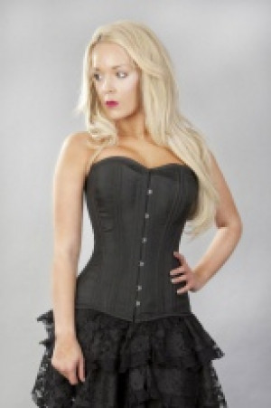  Versatile double steel boned overbust corset in black taffeta Burleska versatile-ob-black-taffeta -  