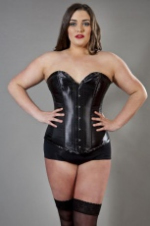  Victorian overbust plus size corset in black satin Burleska victorian-overbust-corset-black-satin-plus /  / -  