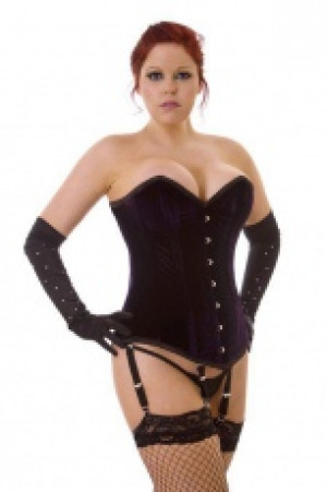  Victorian overbust long line corset in purple velvet Burleska victorian-overbust-corset-purple-velvet -  