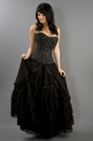  Victorian gothic black chiffon maxi skirt Burleska victorian-skirt-black-chiffon -  