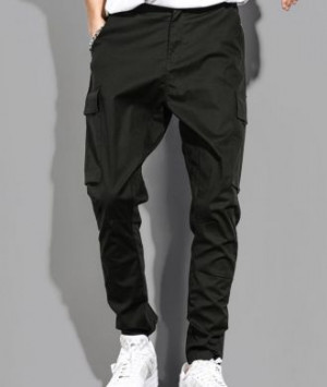  Spring and summer new overalls men's trendy brand loose straight casual pants Black Sasaki Garment Factory K95/BK -  