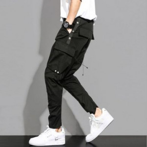  Spring and summer new overalls men's trendy brand loose straight casual pants Black Sasaki Garment Factory K95/BK -  
