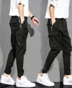  Spring and summer new overalls men's trendy brand loose straight casual pants Black Sasaki Garment Factory K95/BK -  