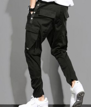  Spring and summer new overalls men's trendy brand loose straight casual pants Black Sasaki Garment Factory K95/BK -  