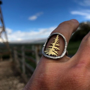 , Pine retro two-color ring - , 