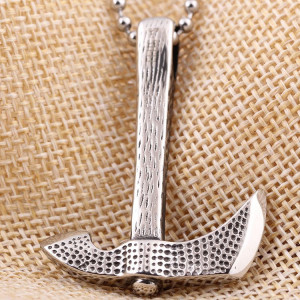  Axe pendant necklace with bead chain - 