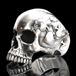 , Exaggerated skull ring - ,