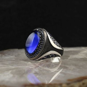  Retro patterns sapphire ring Yiwu Hecheng Jewelry Strength Supplier R1362 -  