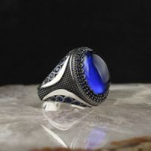  Retro patterns sapphire ring Yiwu Hecheng Jewelry Strength Supplier R1362 -  
