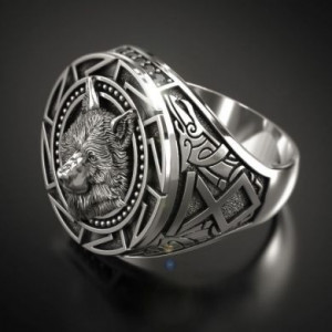  Viking warrior wolf head men's ring Yiwu Hecheng Jewelry Strength Supplier R1070 -  