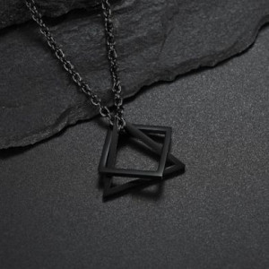  Triangle square combination necklace Yiwu Panci E-commerce Firm N013-1/BK -  